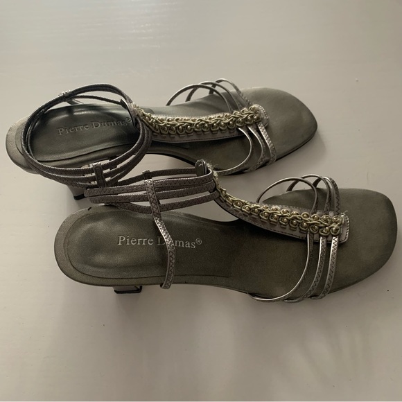 Pierre Dumas heels | Size 8 | Chunky short heel | Silver straps | Comfortable - Picture 3 of 6